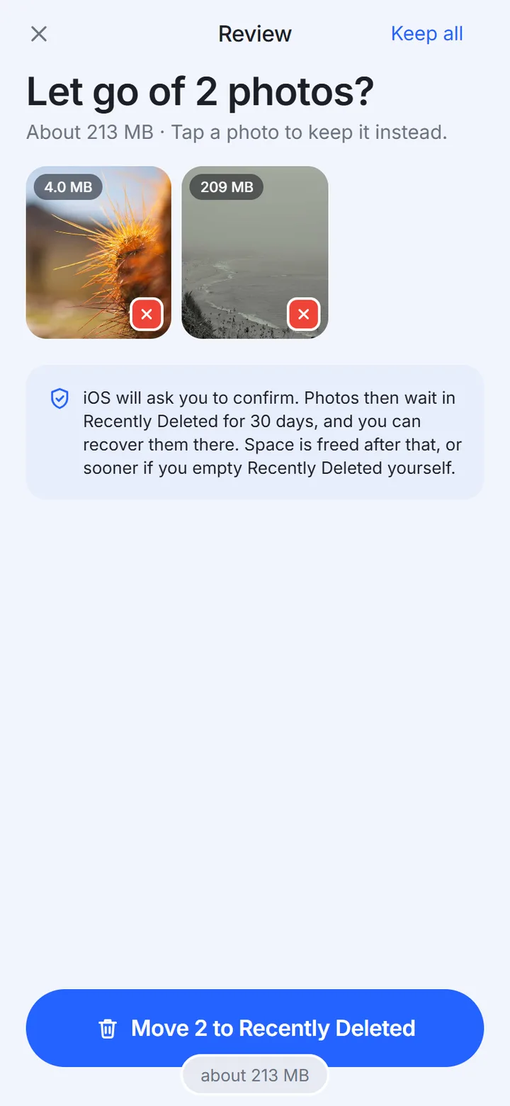 Review the let-go list before iOS asks you to confirm